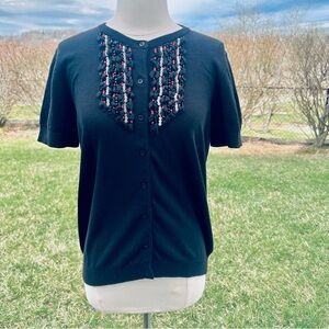 Michael Simon Workshop Black Beaded Women's Cardigan